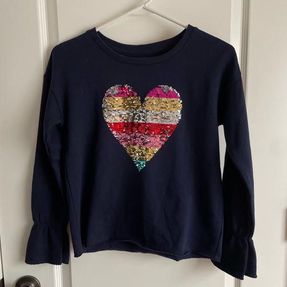 GAP Other - LAST CHANCE!! Gap Kids Navy Sweatshirt, Rainbow Flippy Heart. XL (12)